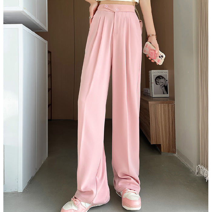 High-waist wide-leg trousers in pink