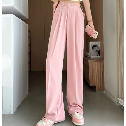 High-waist wide-leg trousers in pink
