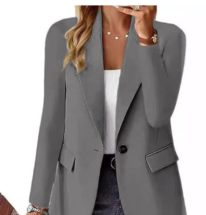 Single-button tailored blazer in grey