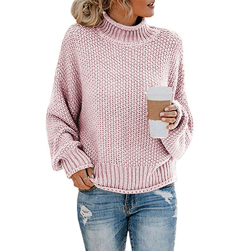 Chunky turtleneck sweater in purple
