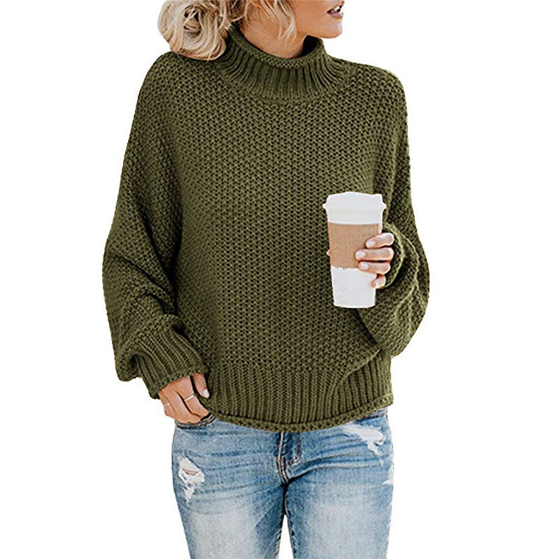 Chunky turtleneck sweater in green