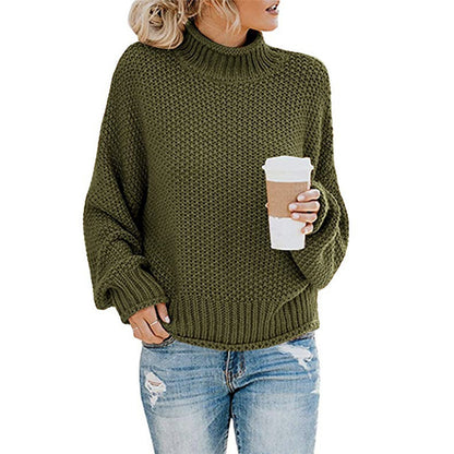 Chunky turtleneck sweater in green