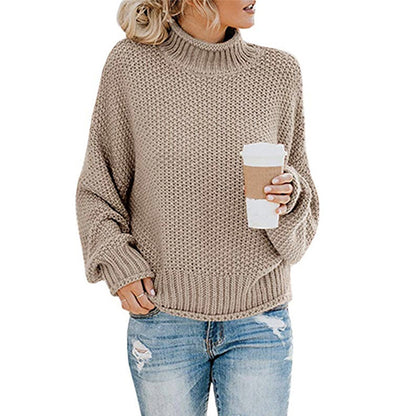 Chunky turtleneck sweater in khaki