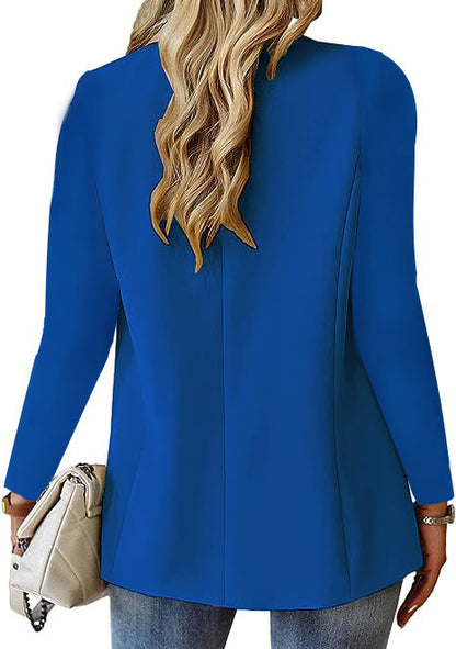 Back view of the tailored blazer in blue