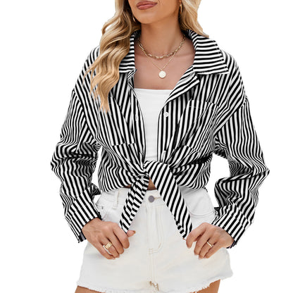 Black and white striped shirt, front view