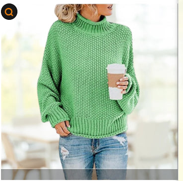 Chunky turtleneck sweater in light green