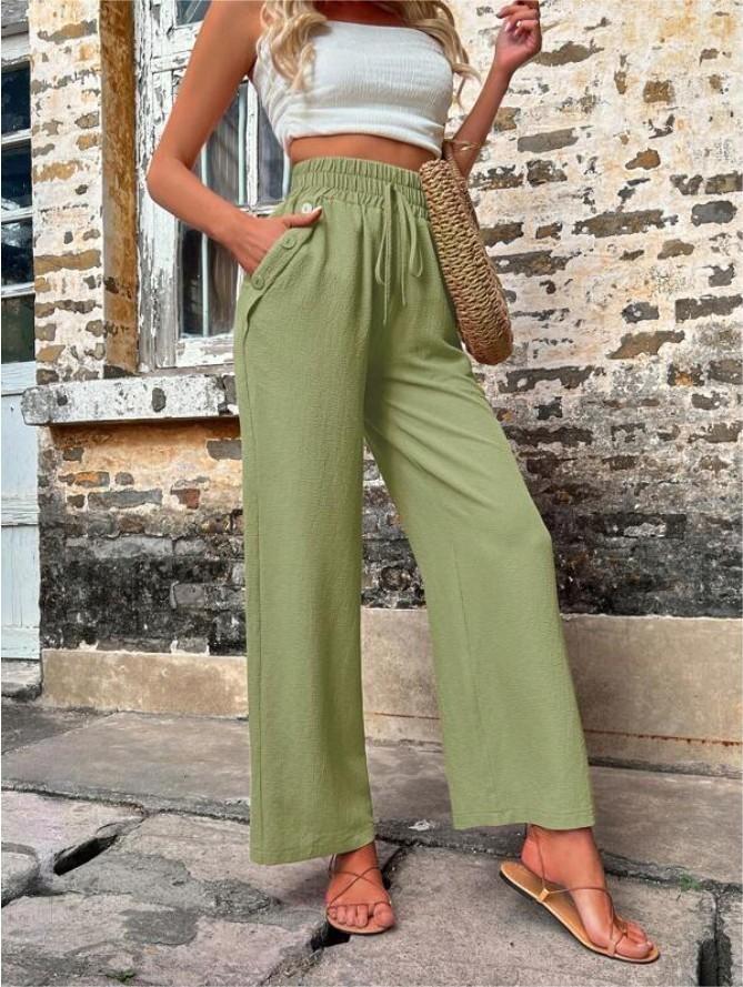 Relaxed drawstring trousers in army green