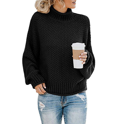 Chunky turtleneck sweater in black