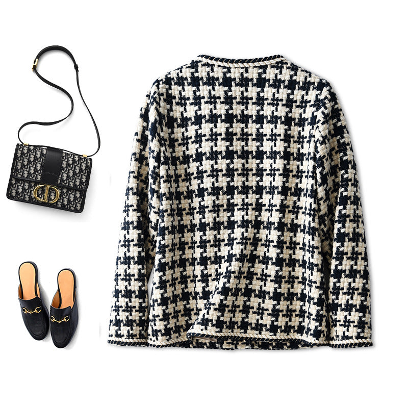 Houndstooth jacket laid flat, back view