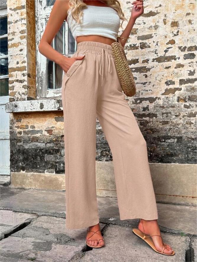 Relaxed drawstring trousers in khaki