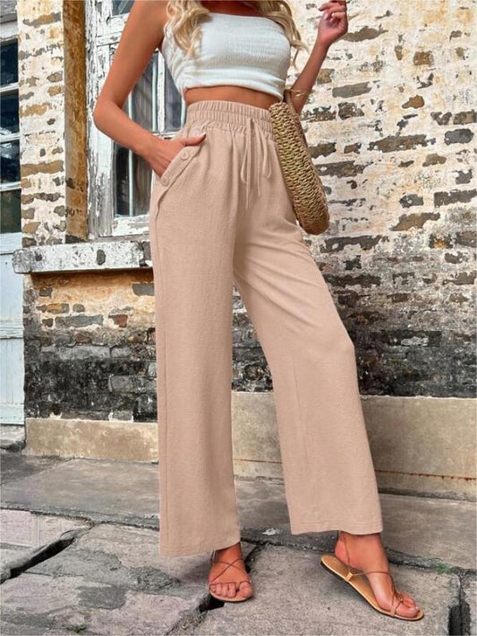 Relaxed drawstring trousers in khaki