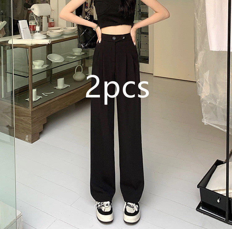 Multi-piece bundle option: High-waist wide-leg trousers in black