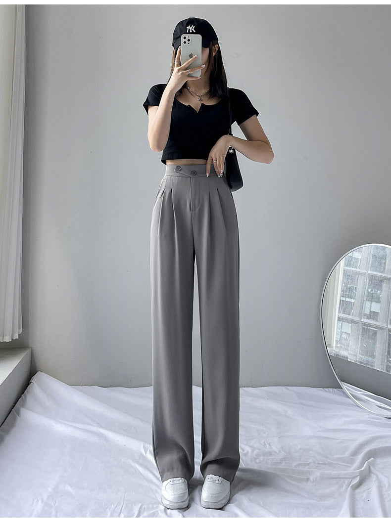 High-waist wide-leg trousers in grey