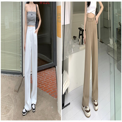 High-waist wide-leg trousers in white, two views