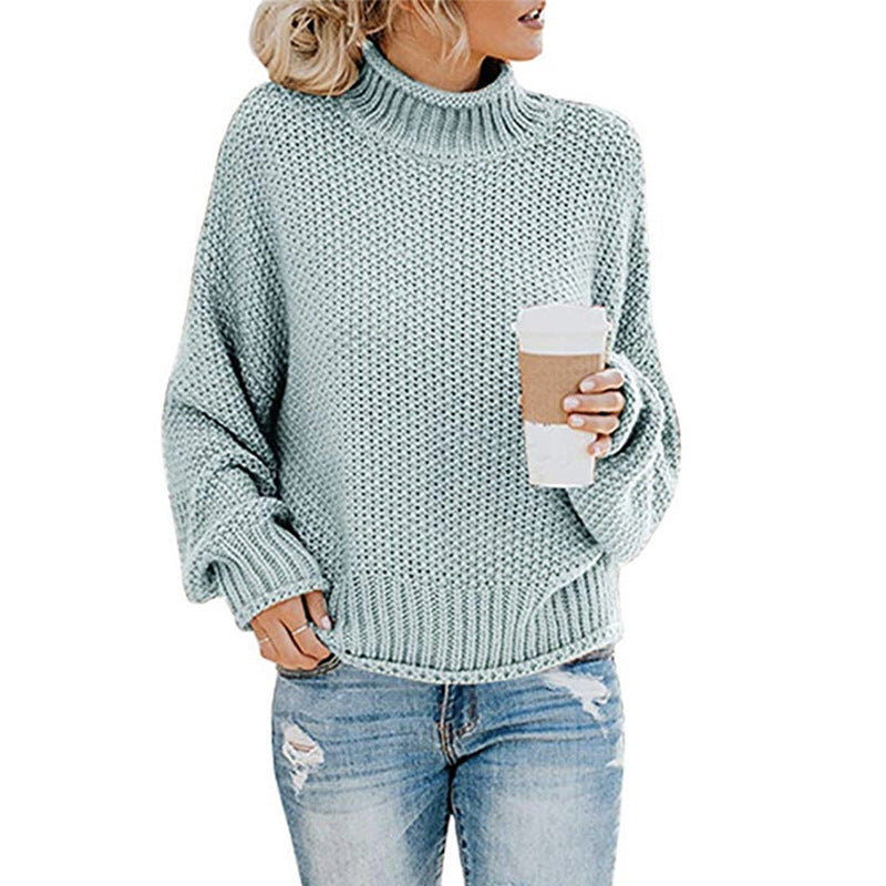 Chunky turtleneck sweater in blue