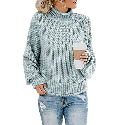 Chunky turtleneck sweater in blue