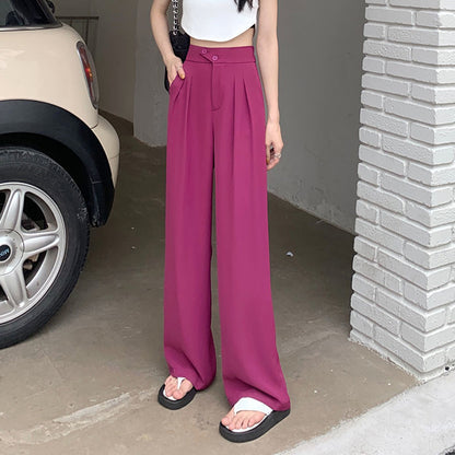 High-waist wide-leg trousers in magenta