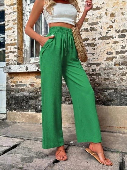 Relaxed drawstring trousers in green