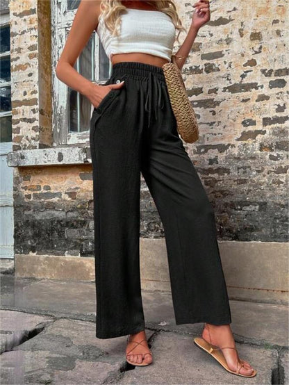 Relaxed drawstring trousers in black