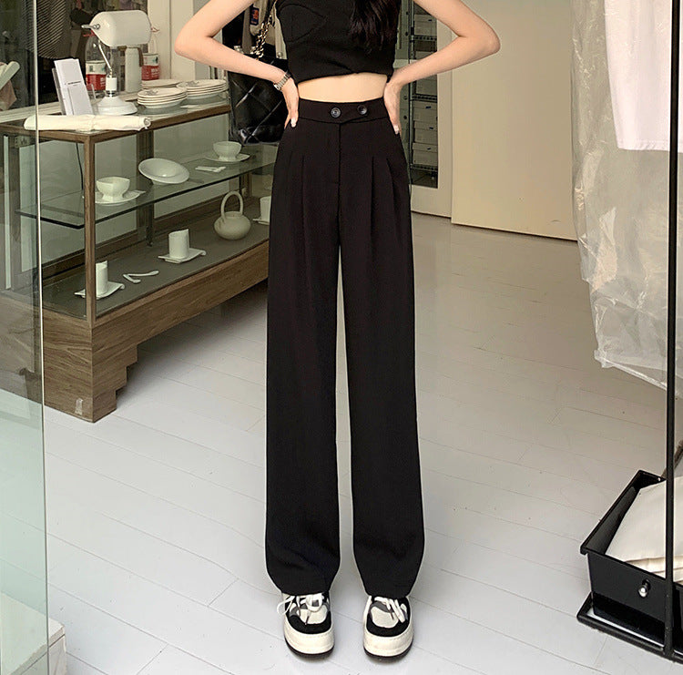 High-waist wide-leg trousers in black