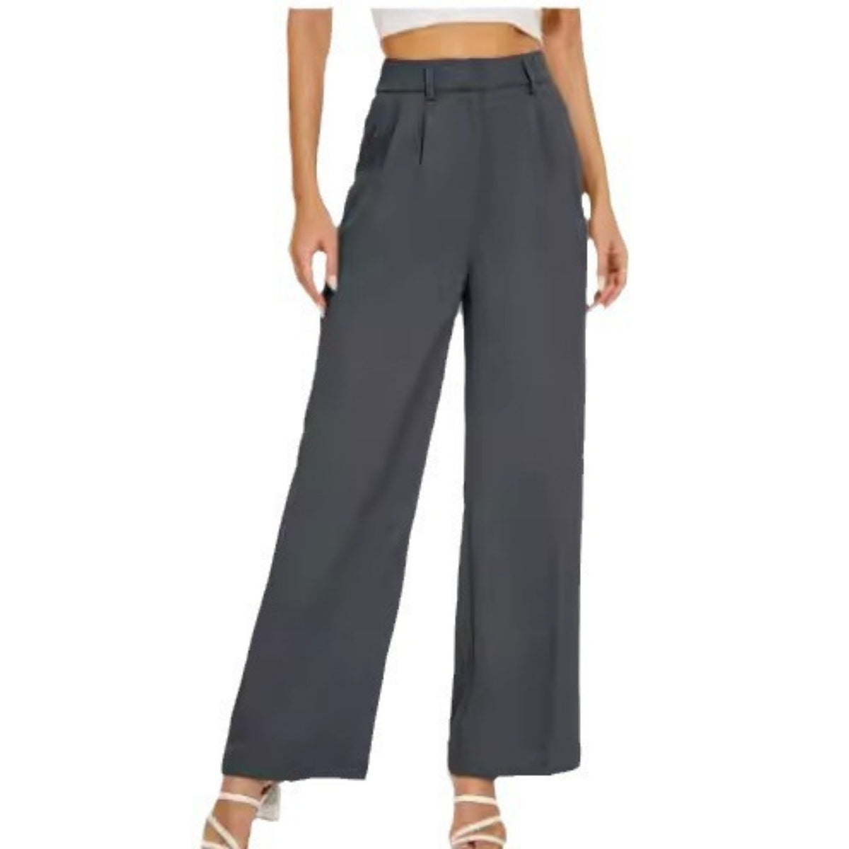 Pleated tailored trousers in dark grey
