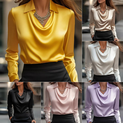 Colour overview of the draped satin-effect blouse