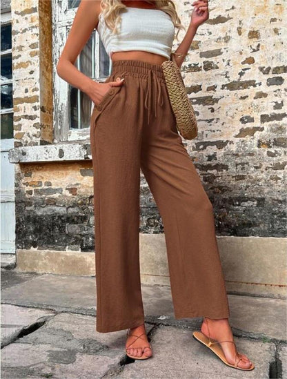 Relaxed drawstring trousers in dark brown