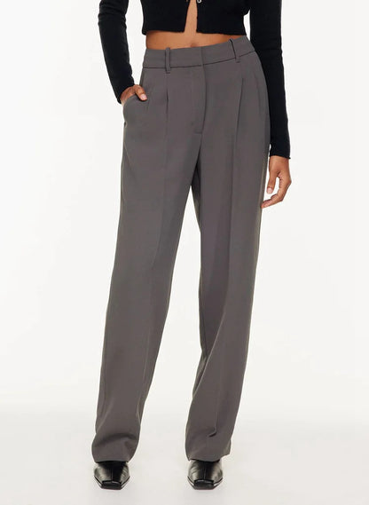 Pleated tailored trousers in dark gray, side view