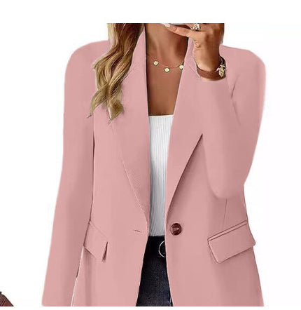 Single-button tailored blazer in pink