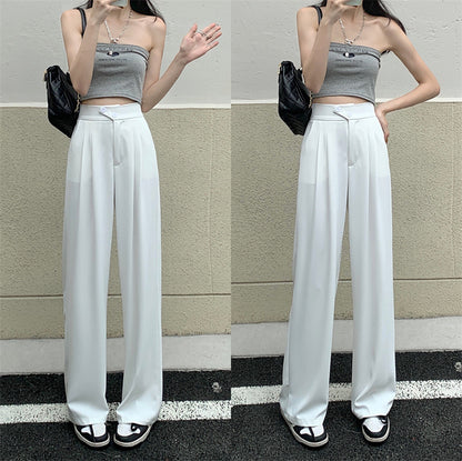 High-waist wide-leg trousers in white, mirror view