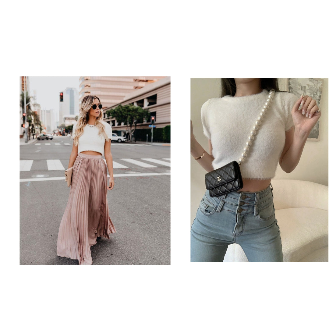 Set option: long flowing maxi skirt in pink with a printed T-shirt