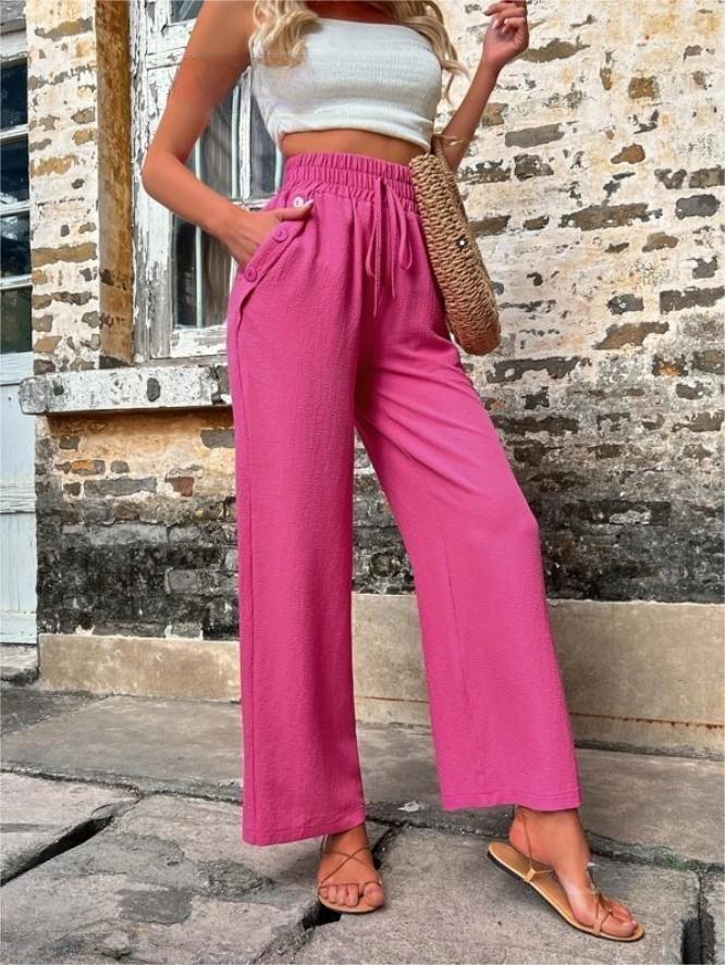 Relaxed drawstring trousers in rose red