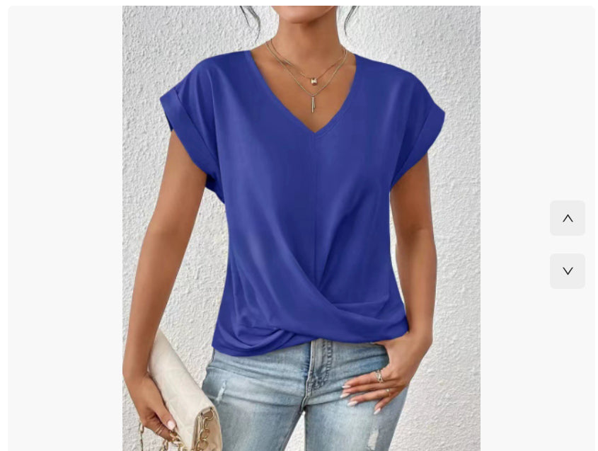 Knot-front V-neck top in blue