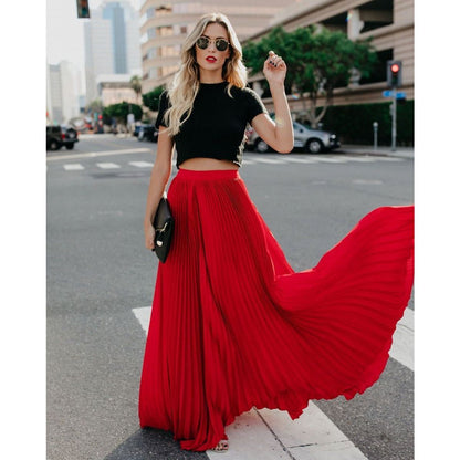 Long flowing maxi skirt in red