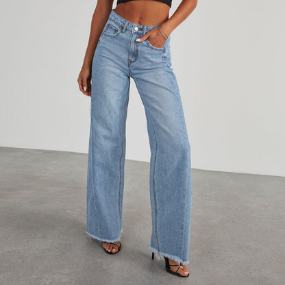 Straight wide-leg jeans in light blue