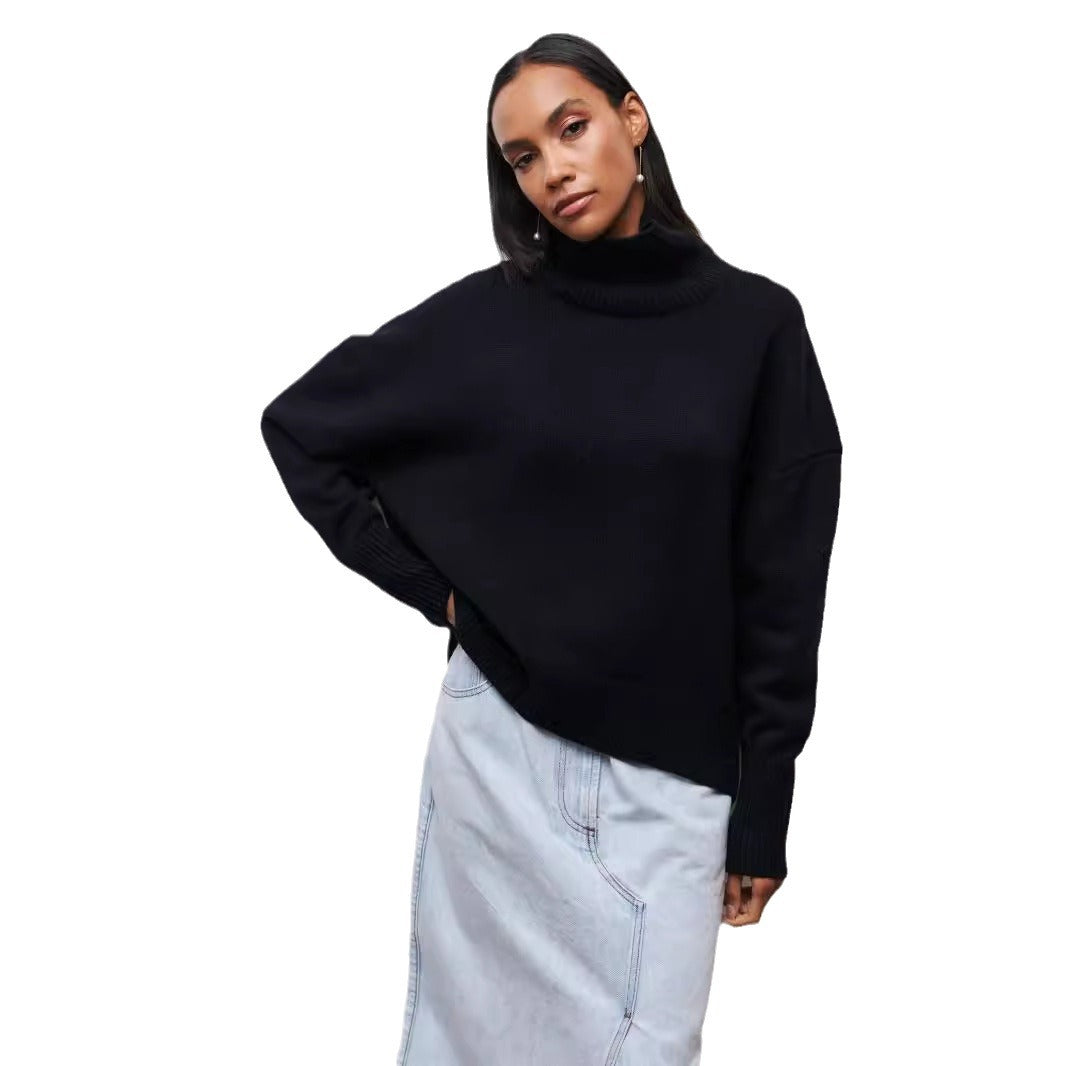 Relaxed turtleneck sweater in black