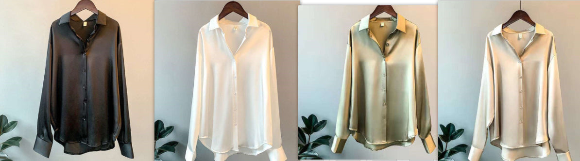 Multi-piece bundle option: Satin-effect button-up shirt