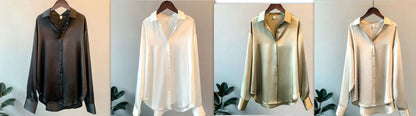 Multi-piece bundle option: Satin-effect button-up shirt