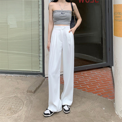 High-waist wide-leg trousers in white