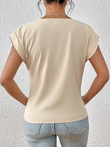 Back view of the knot-front top in apricot