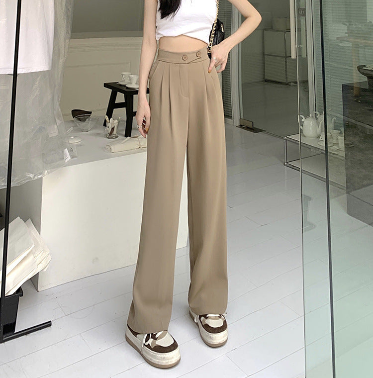 High-waist wide-leg trousers in khaki