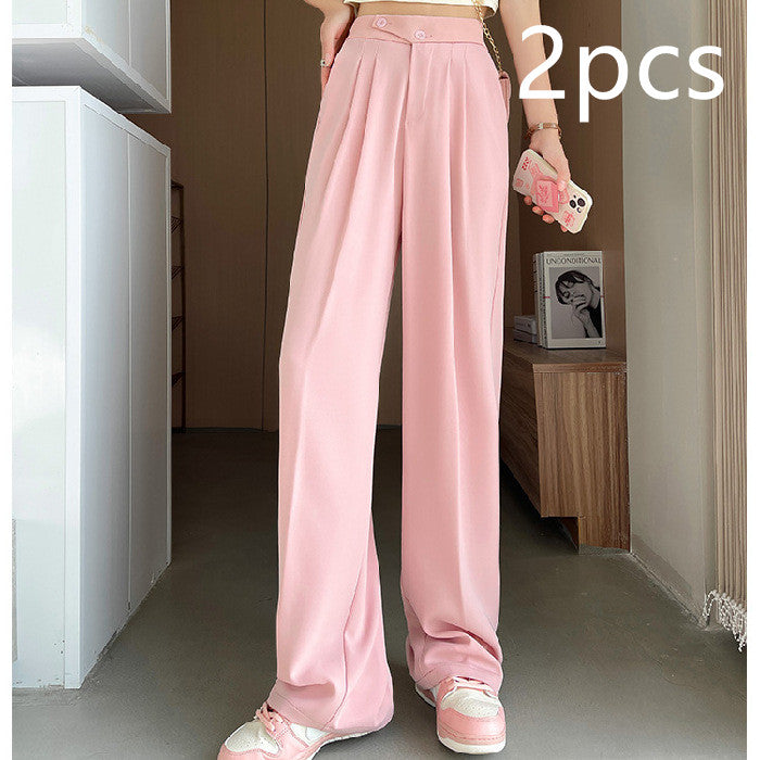 Multi-piece bundle option: High-waist wide-leg trousers in pink