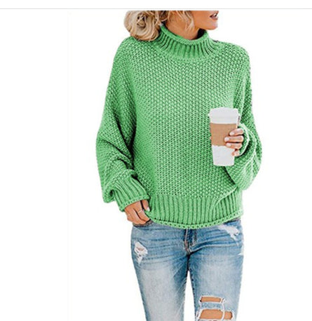 Chunky turtleneck sweater in light green