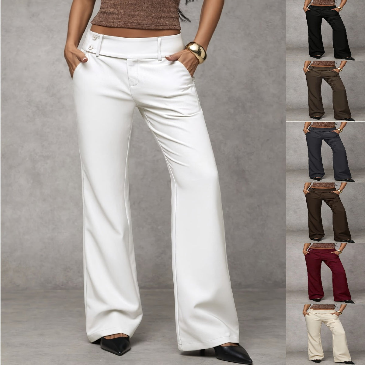 Colour overview of the button-tab wide-leg trousers