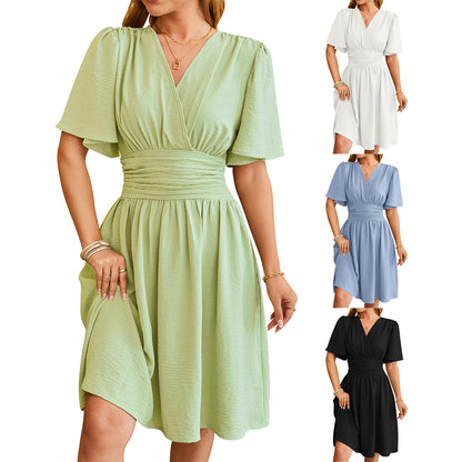 Colour overview of the flutter-sleeve V-neck dress