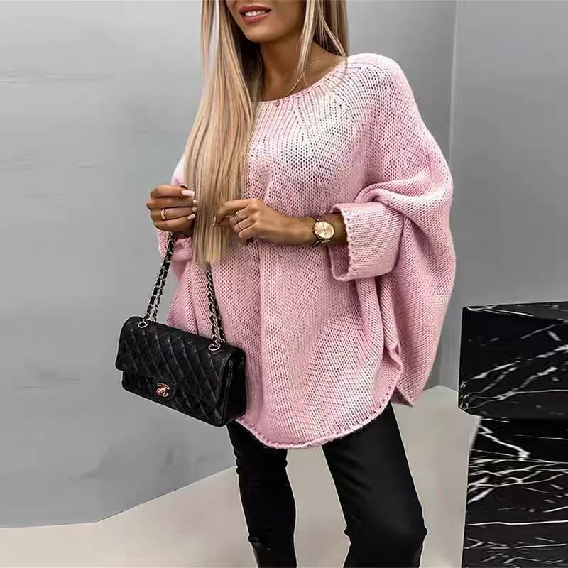 Batwing poncho-style sweater in pink