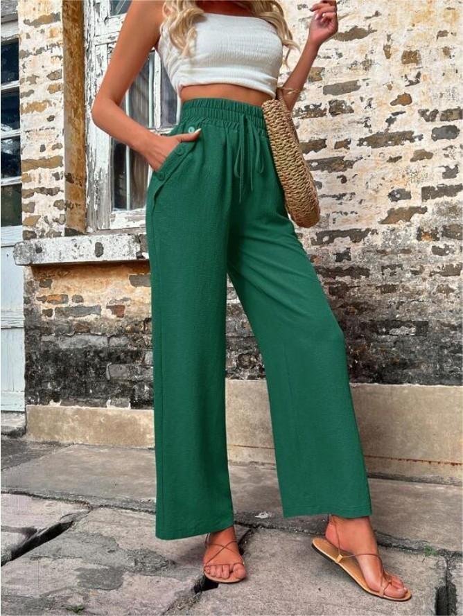 Relaxed drawstring trousers in dark green