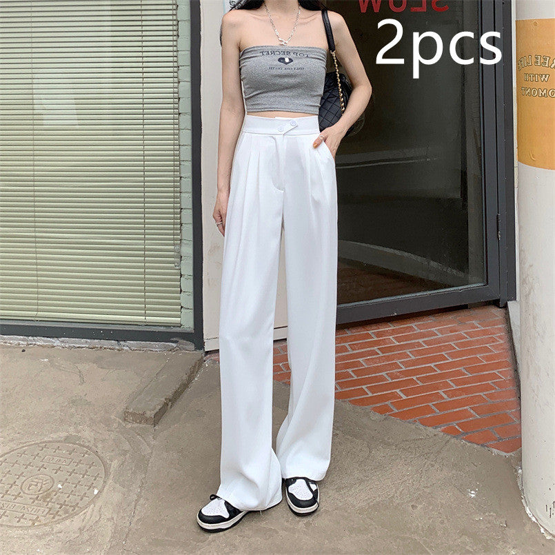 Multi-piece bundle option: High-waist wide-leg trousers in white