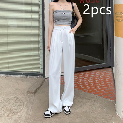 Multi-piece bundle option: High-waist wide-leg trousers in white