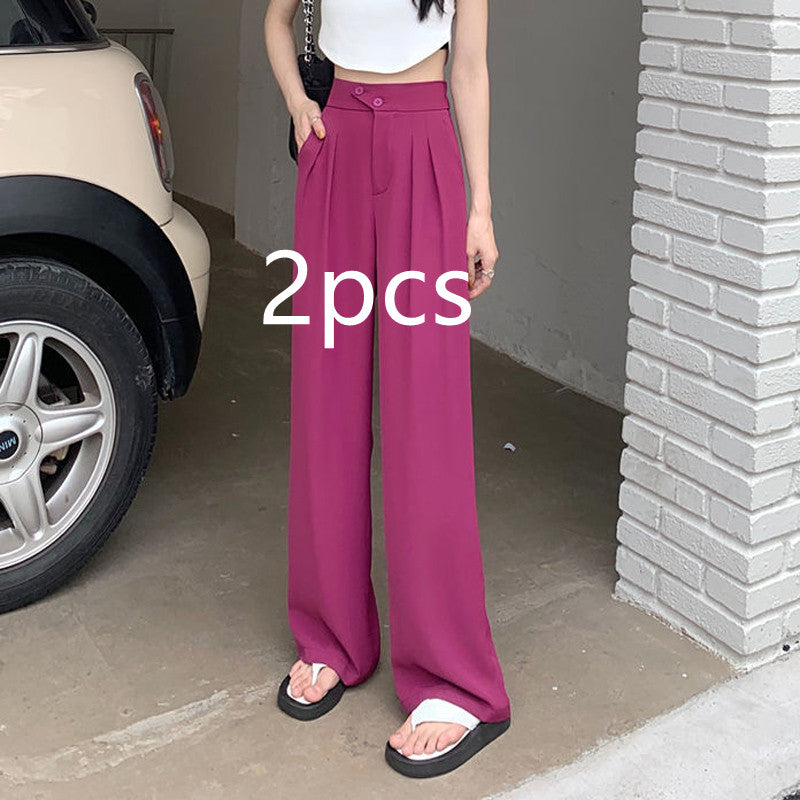Multi-piece bundle option: High-waist wide-leg trousers in magenta